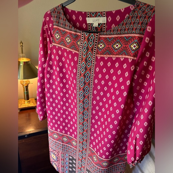 LOFT XXSP Diamond Mosaic 3/4 Sleeve Dress - Picture 6 of 10